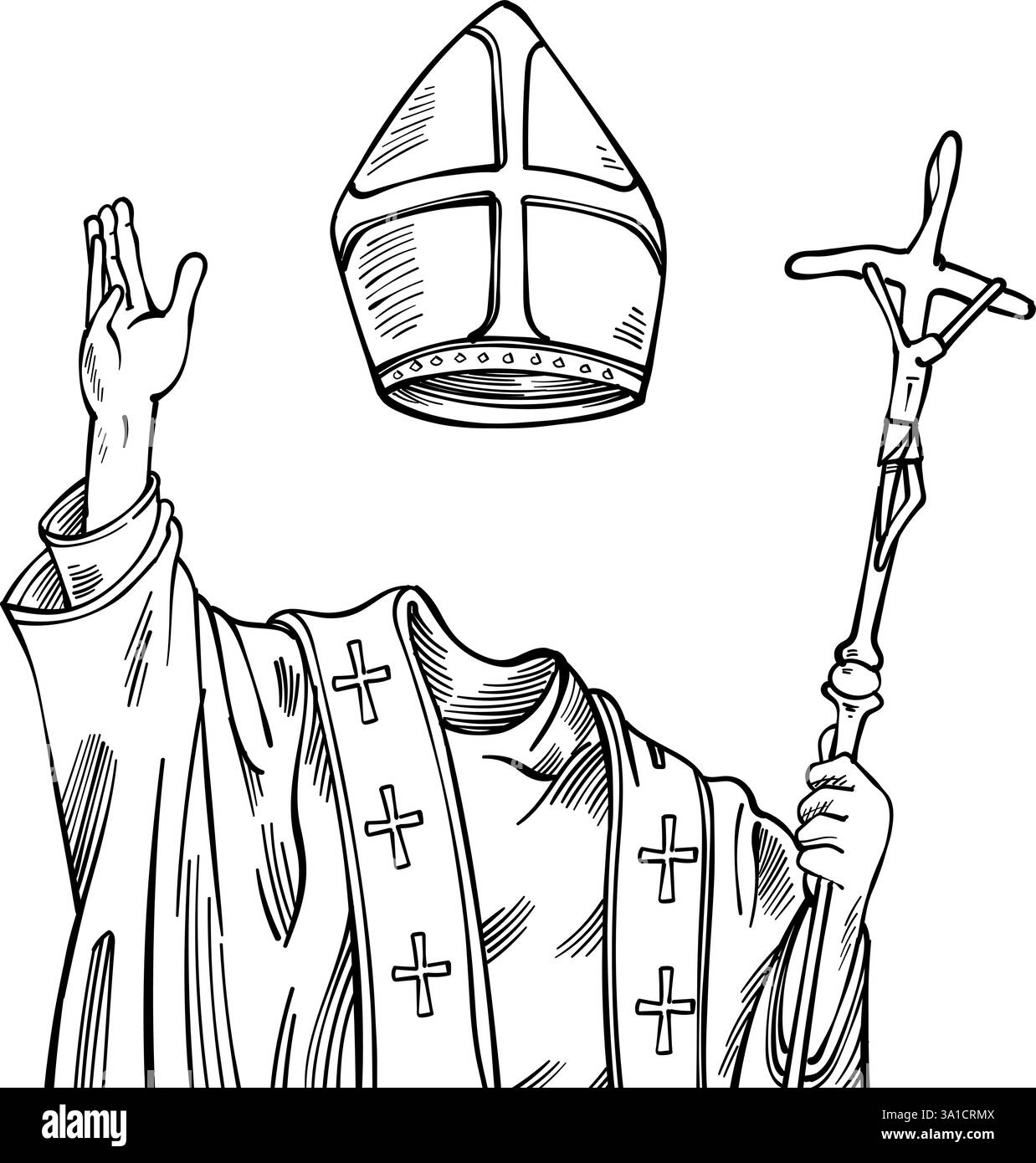 Christian Pope dessiné à la main. Illustration vectorielle Illustration de Vecteur Christian Pope dessiné à la main. Illustration vectorielle Illustration de Vecteur
