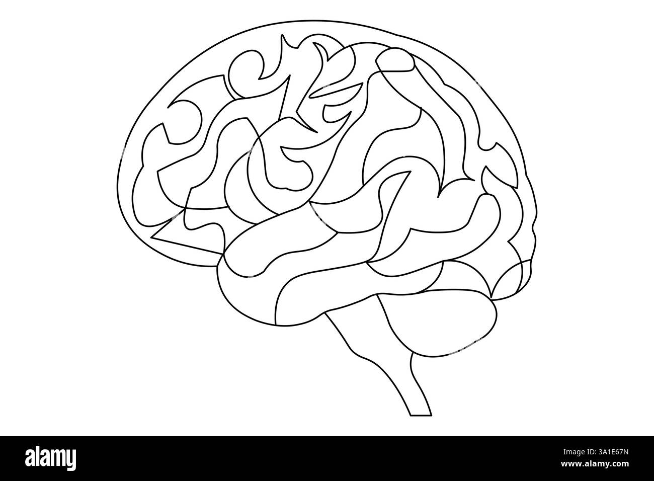 Cerveau humain dessin continu d'une ligne de dessin au trait et de conception d'illustration vectorielle Illustration de Vecteur