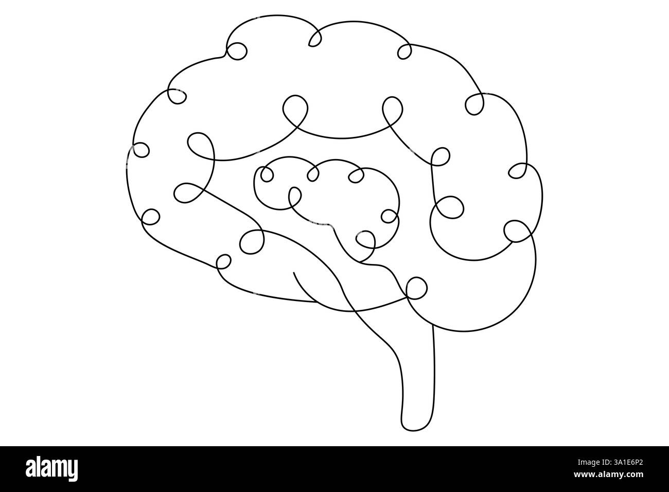 Cerveau humain dessin continu d'une ligne de dessin au trait et de conception d'illustration vectorielle Illustration de Vecteur