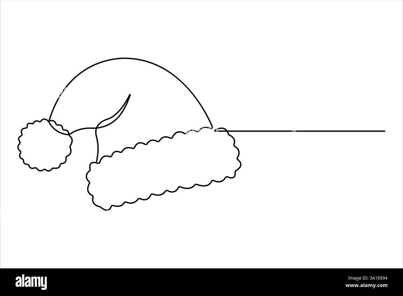 Santa dessin continu d'une ligne de l'icône de chapeau. Illustration vectorielle de contour de chapeau d'hiver de Noël Illustration de Vecteur