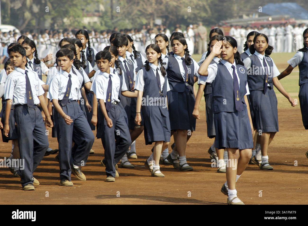 Répétition de défilé à l'occasion des célébrations de la fête de la République au parc Shivaji à Bombay Now Mumbai, Maharashtra, Inde, Asie Banque D'Images