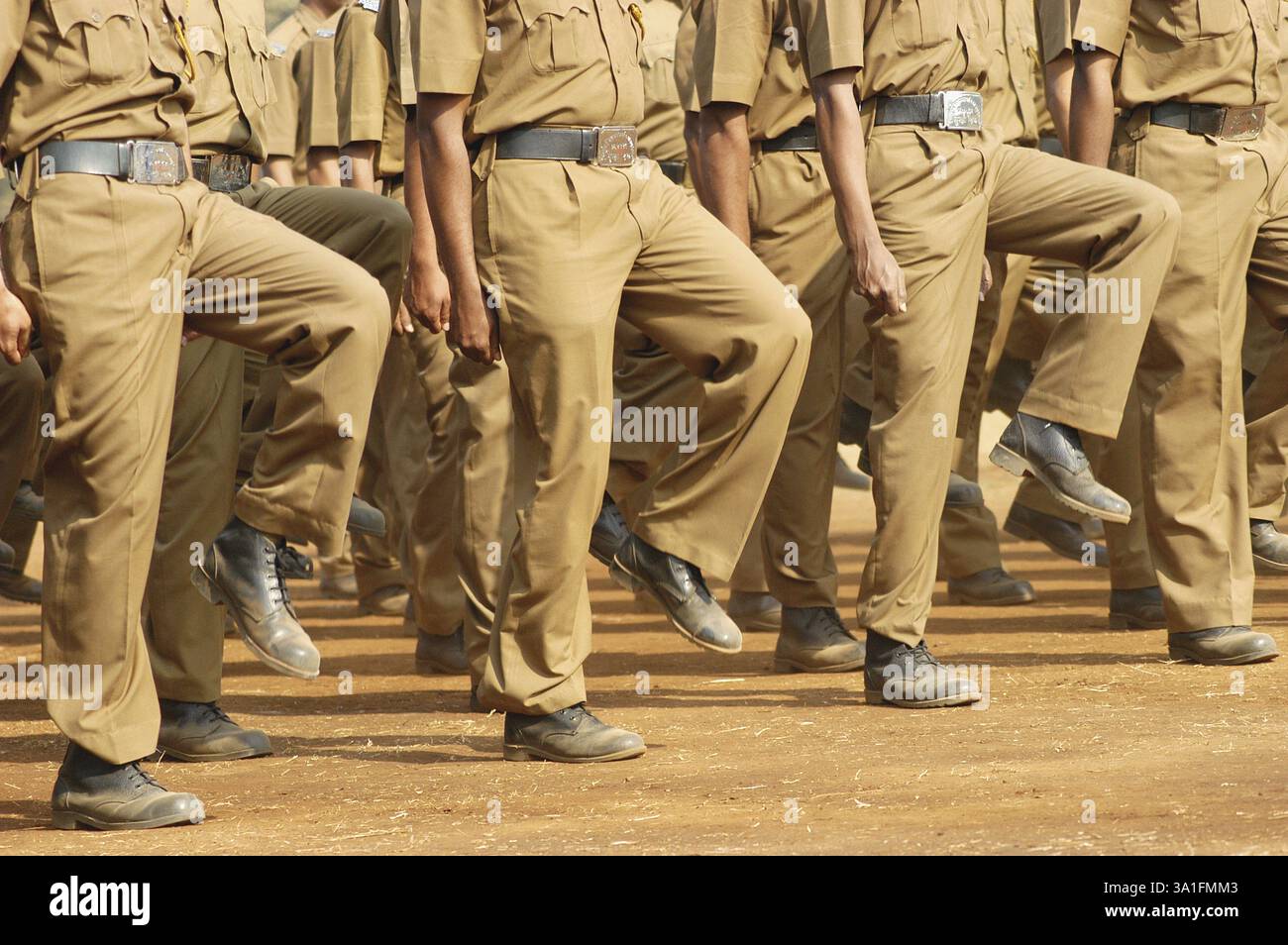 Répétition de défilé à l'occasion des célébrations de la fête de la République au parc Shivaji à Bombay Now Mumbai, Maharashtra, Inde, Asie Banque D'Images