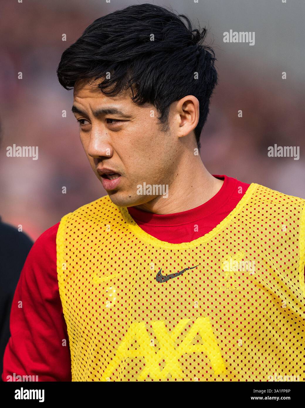 Wataru Endo de Liverpool est vu lors du match de premier League entre Liverpool et Southampton à Anfield, Liverpool le samedi 8 mars 2025. (Photo : Steven Halliwell | mi News) crédit : MI News & Sport /Alamy Live News Banque D'Images
