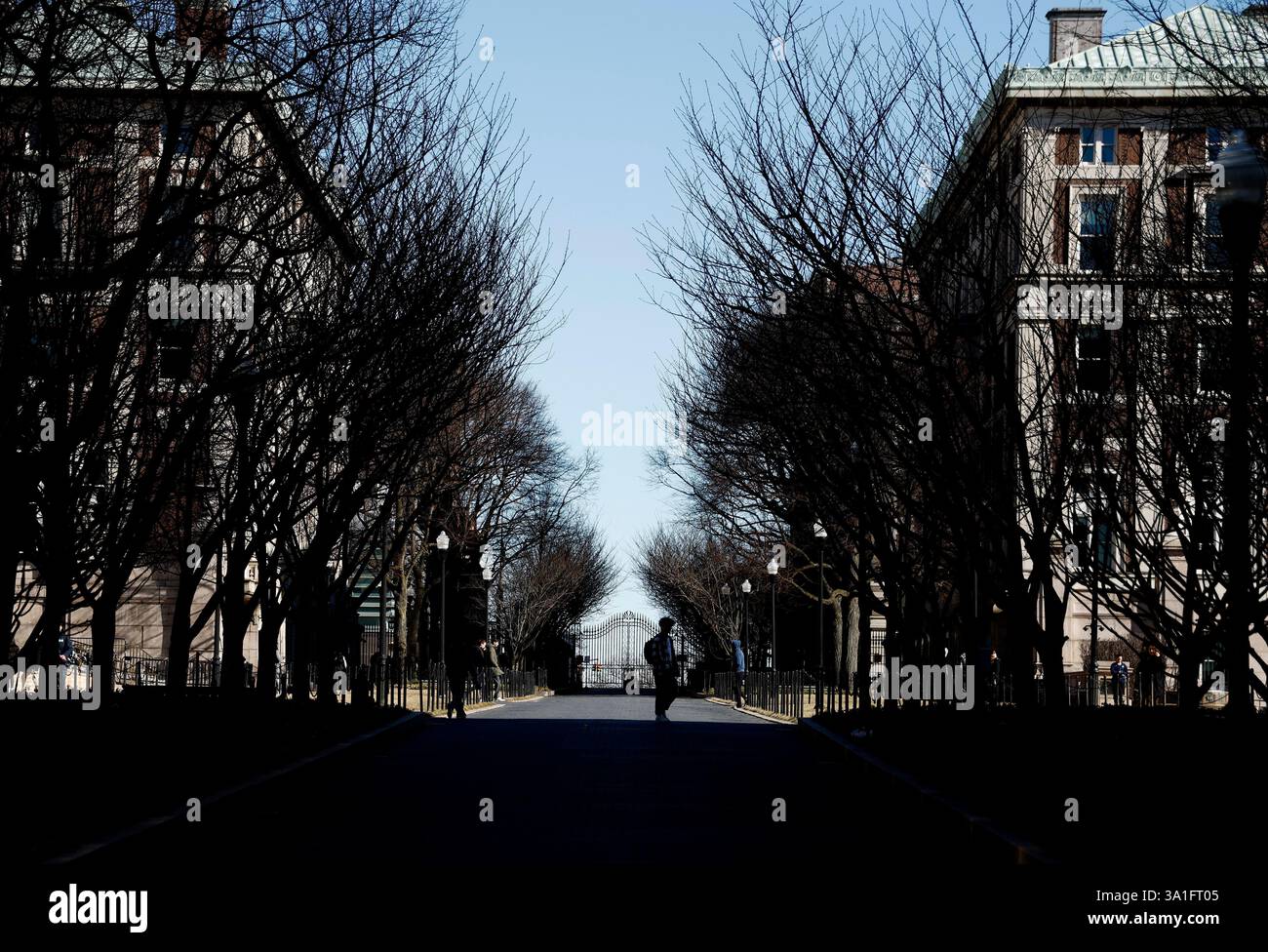 New York, États-Unis. 08 mars 2025. Opinions externes de l'Université Columbia à la suite d'un changement dans son financement fédéral le 8 mars 2025 à New York. La « joint Task Force to combat antisémitisme » de l’administration Trump a annoncé qu’elle annulerait 400 millions de dollars de subventions fédérales en raison de l’inaction de Columbia pour empêcher le harcèlement continu des étudiants juifs. (Photo de John Lamparski/Sipa USA) crédit : Sipa USA/Alamy Live News Banque D'Images