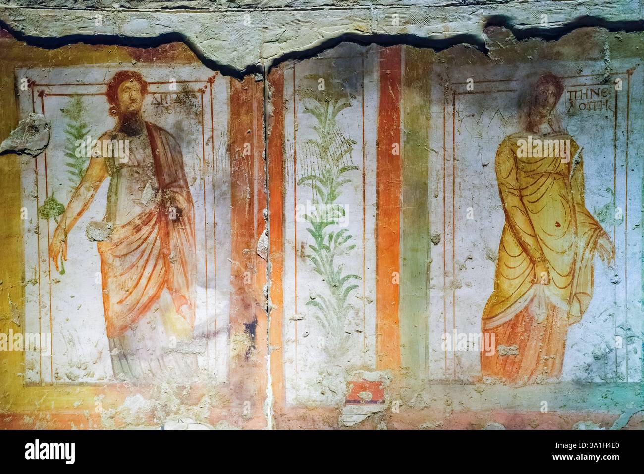 Gaziantep, Turquie, Turkiye. Musée de la mosaïque de Zeugma, salle avec fresques romaines. Villa Euphrate, IIe-IIIe siècle. Banque D'Images