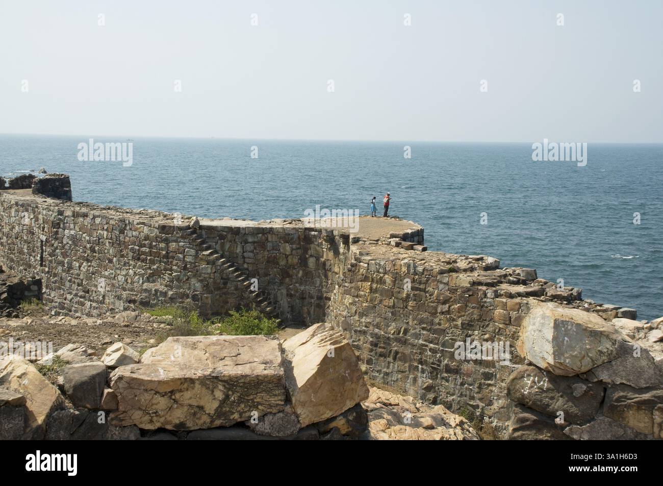 Vue latérale du fort de Sindhudurgh, Sindhudurg, Maharashtra, Inde, Asie Banque D'Images