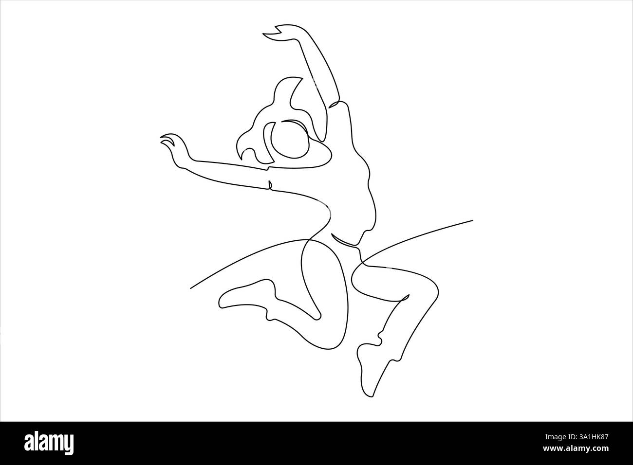 Dessin continu d'une ligne de l'illustration vectorielle de contour de conception de jeune danseur Illustration de Vecteur
