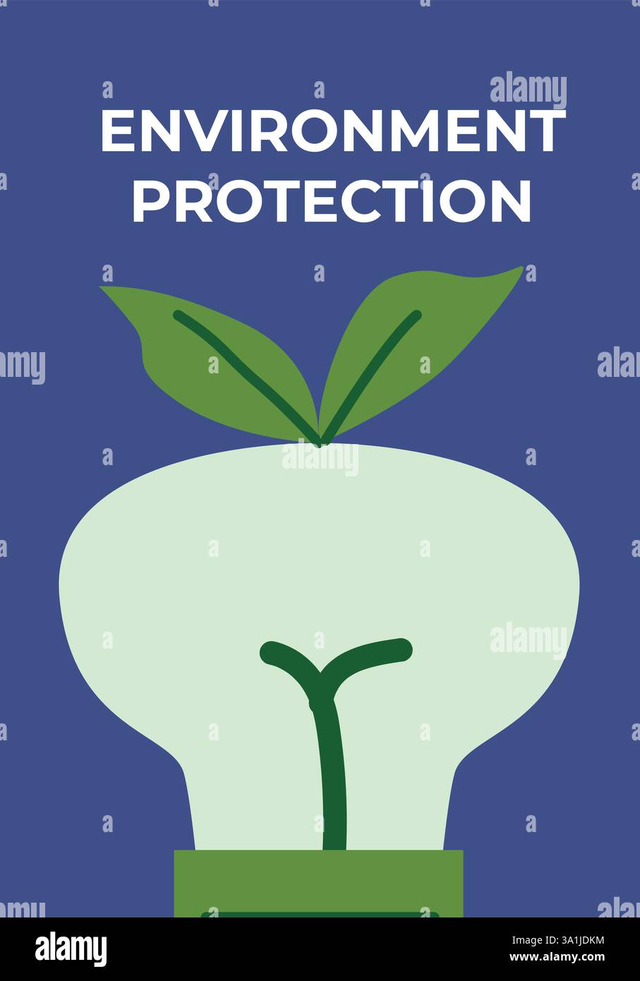 Concept de protection de l'environnement avec la croissance des feuilles à l'intérieur de l'ampoule. Illustration de Vecteur