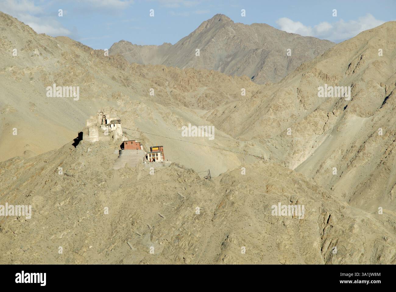 Vue des palais de Shantistupa à Leh, Ladakh, Jammu & Cachemire, Inde, Asie Banque D'Images