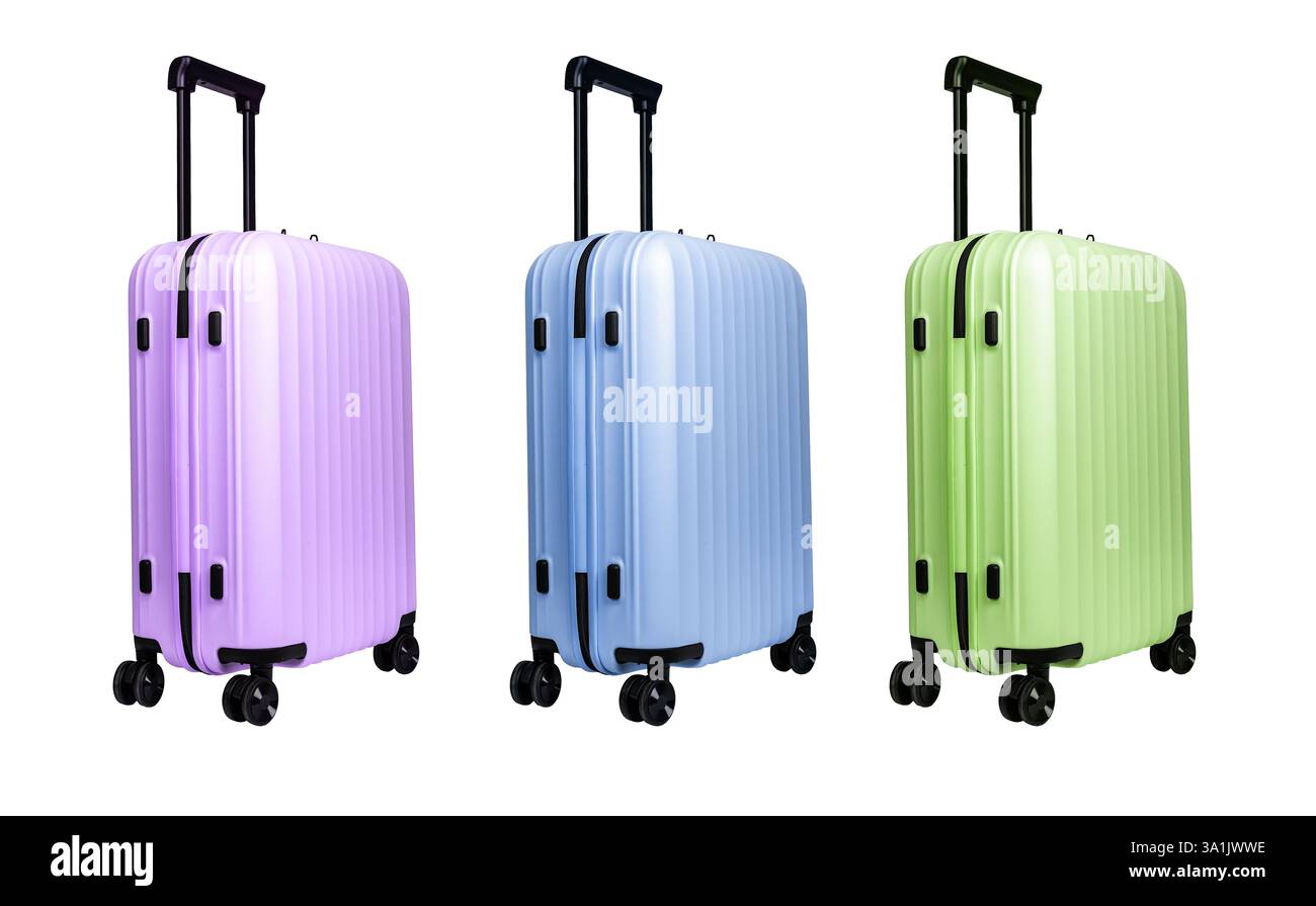 Valise avec roues et poignée, bagages de voyage élégants pour les vacances, voyage d'affaires et tourisme. Design moderne, concept de bagage à main et Journey ess Banque D'Images