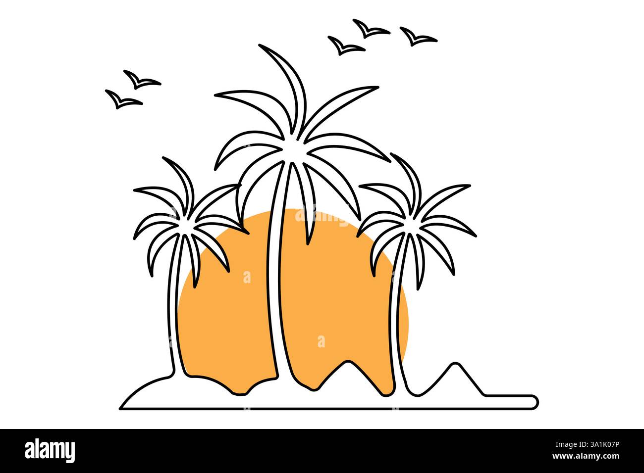 Dessin d'art continu d'arbre de palmier à une ligne avec icône de vecteur de trait modifiable. Illustration de Vecteur
