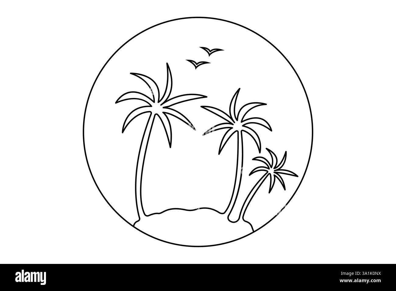 Dessin d'art continu d'arbre de palmier à une ligne avec icône de vecteur de trait modifiable. Illustration de Vecteur