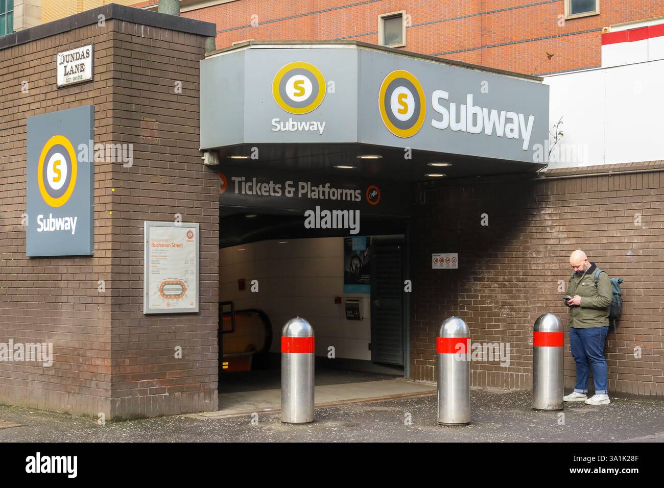 Entrée est de la station de métro Buchanan Street, Glasgow, Écosse, Royaume-Uni Banque D'Images