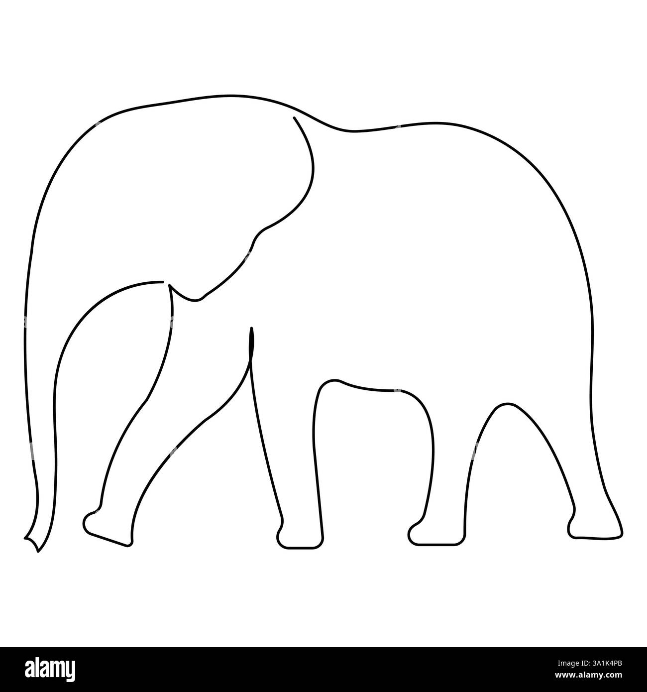 Dessin en ligne simple continu de la conservation du parc national d'animaux sauvages éléphants, illustration vectorielle de concept de zoo Safari Illustration de Vecteur