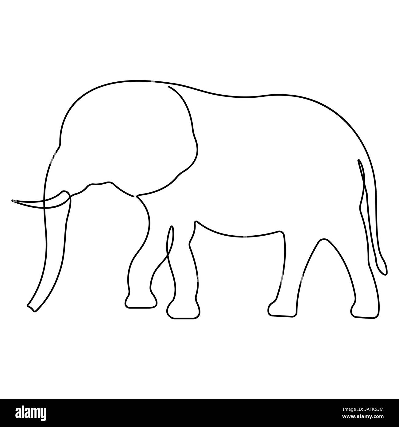 Dessin en ligne simple continu de la conservation du parc national d'animaux sauvages éléphants, illustration vectorielle de concept de zoo Safari Illustration de Vecteur