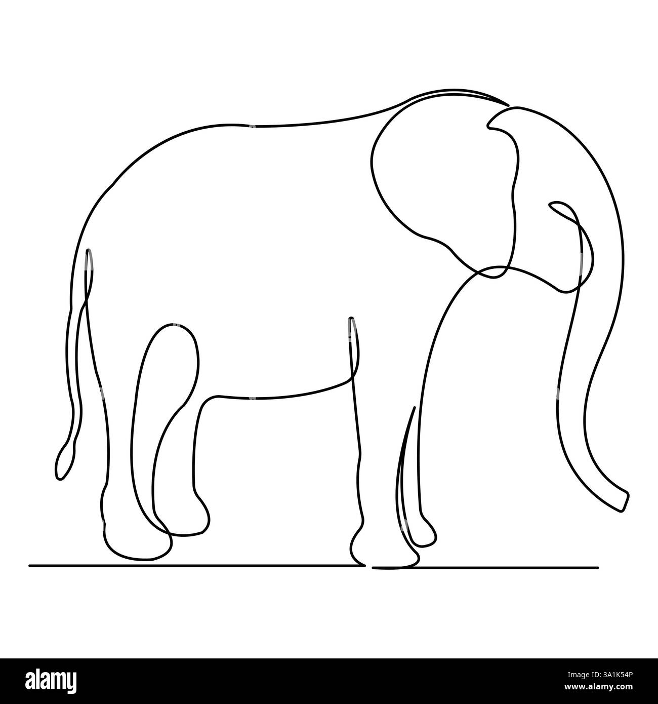 Dessin en ligne simple continu de la conservation du parc national d'animaux sauvages éléphants, illustration vectorielle de concept de zoo Safari Illustration de Vecteur