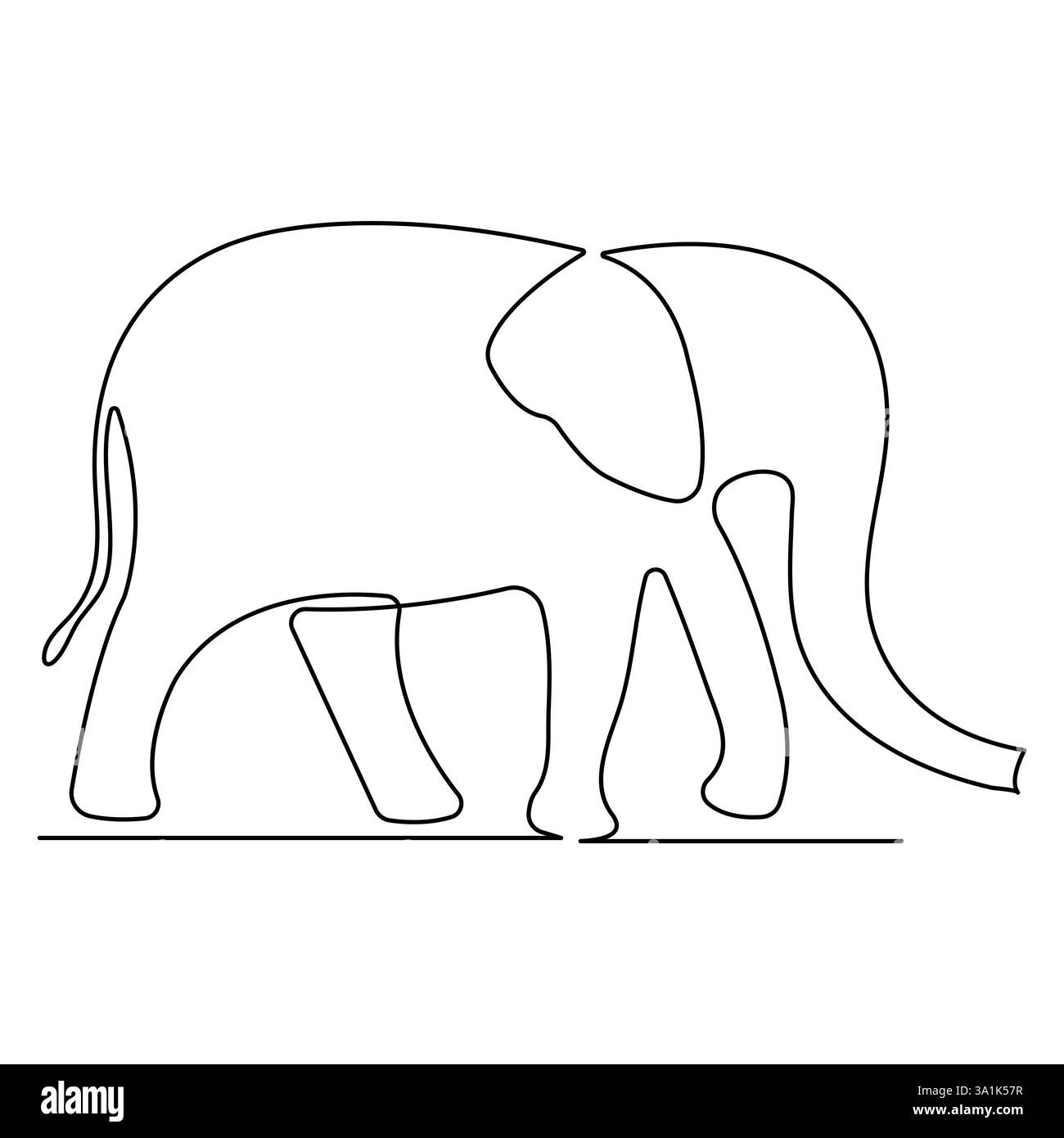 Dessin en ligne simple continu de la conservation du parc national d'animaux sauvages éléphants, illustration vectorielle de concept de zoo Safari Illustration de Vecteur