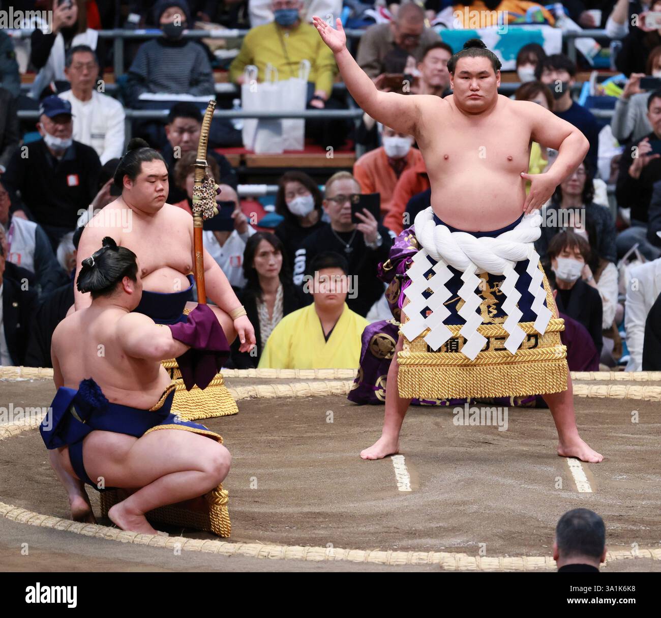 Sumo Ranks In Order Highest rank Sumo Wrestler, Yokozuna Hoshoryu (R) performs the ring ...