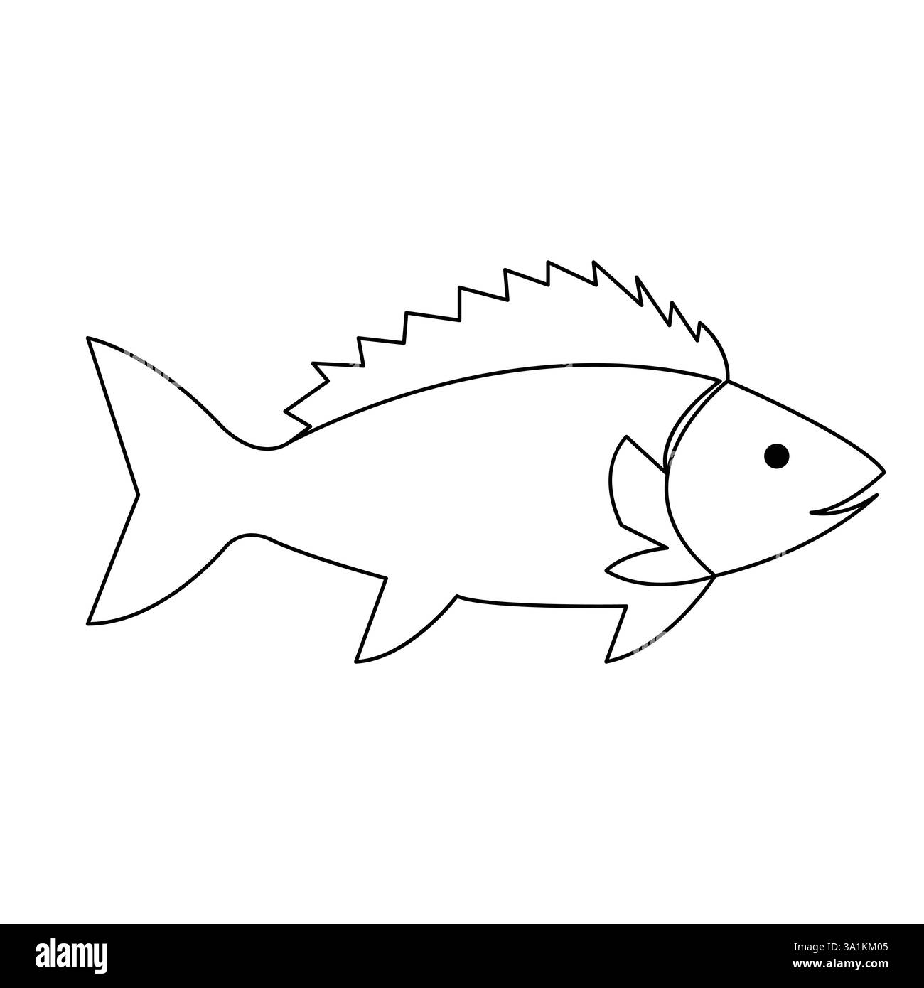 Poisson continu illustration de dessin d'art d'une ligne dessin dessin à la main vecteur de contour de style d'esquisse dessiné à la main Illustration de Vecteur