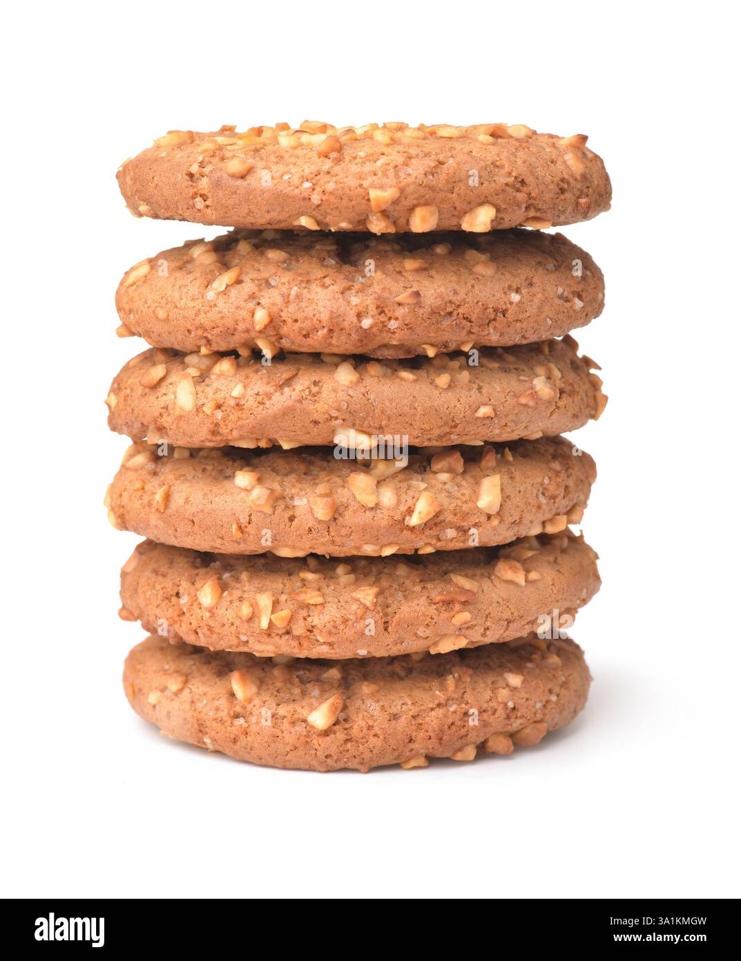 Pile de biscuits à l'avoine avec chapelure de noix isolé sur whit Banque D'Images