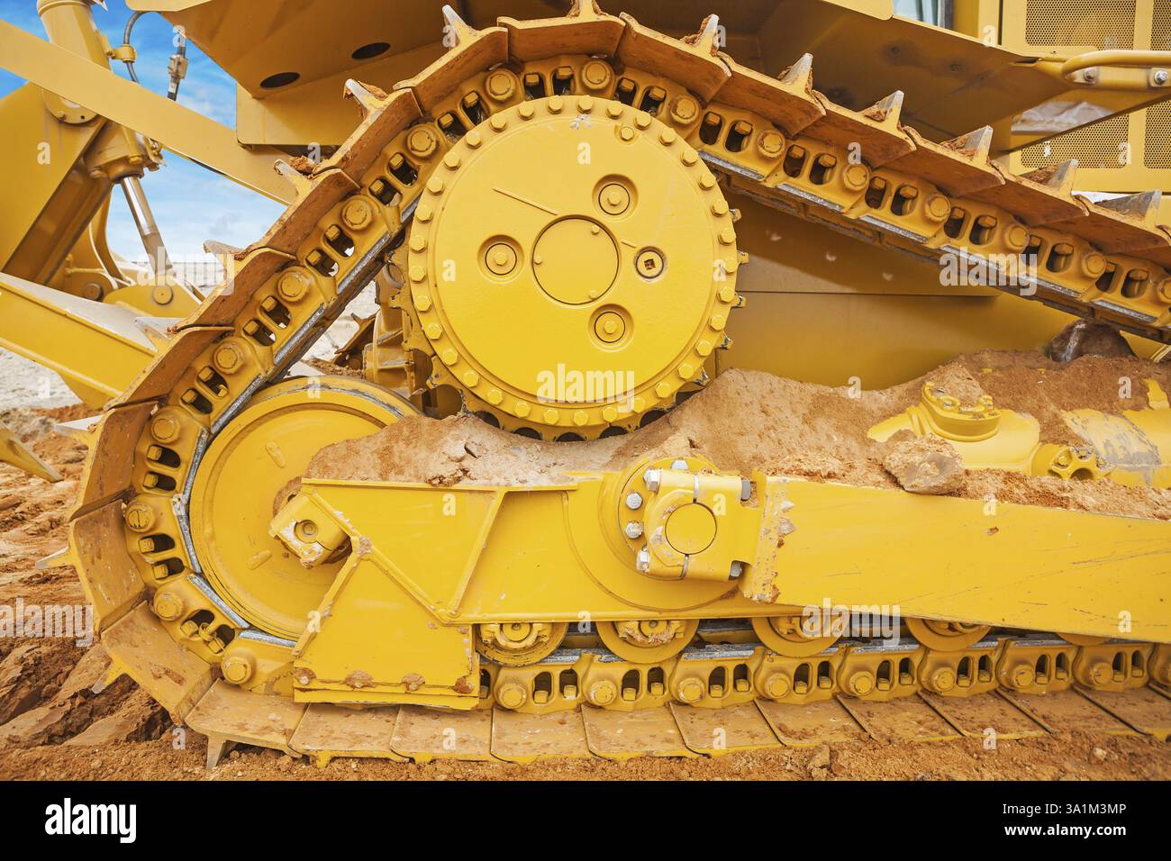 Fait partie du concept de construction de chenilles de bulldozer Banque D'Images