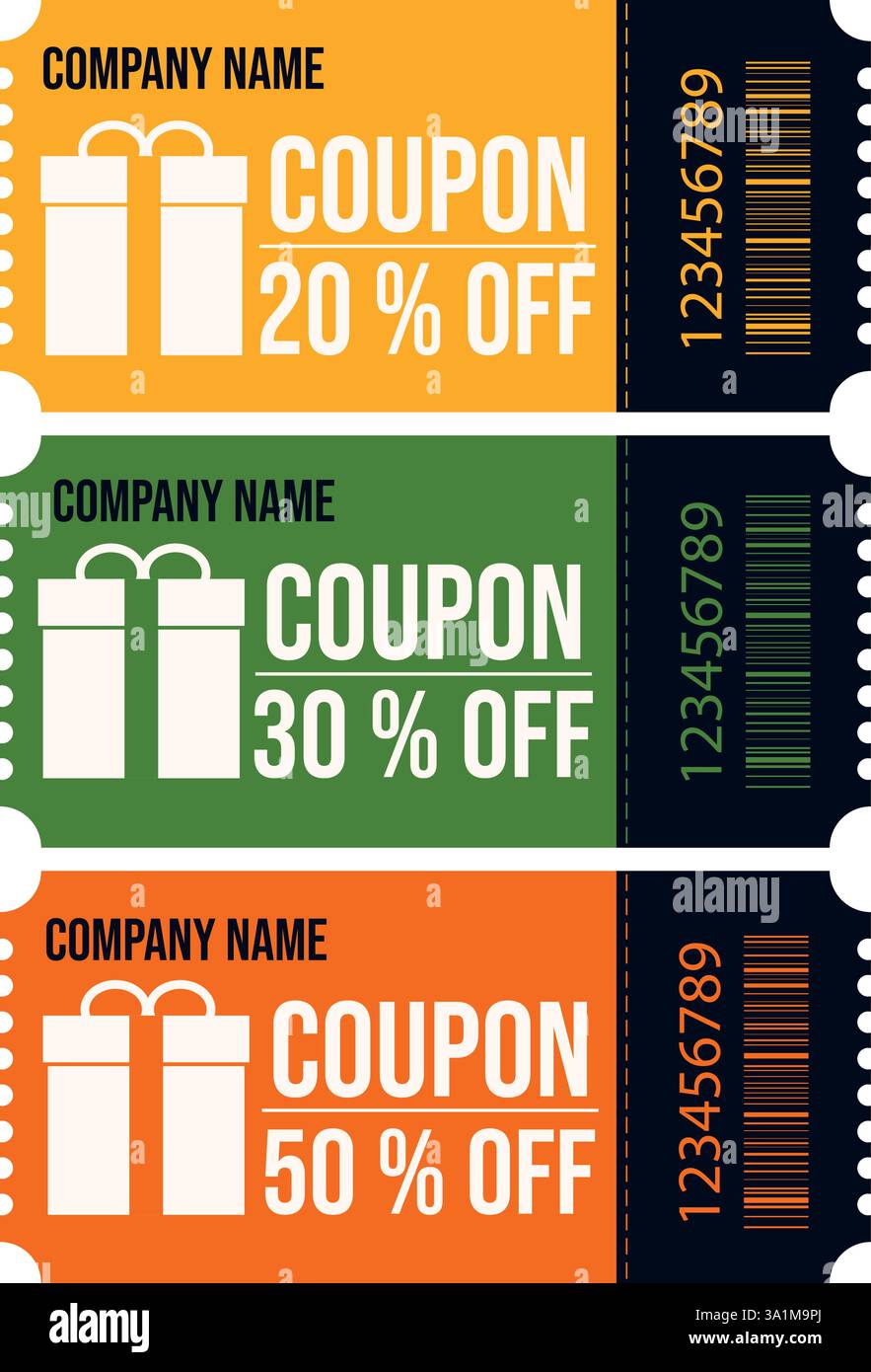 Ensemble de coupons-cadeaux de réduction. Illustration vectorielle. Illustration de Vecteur