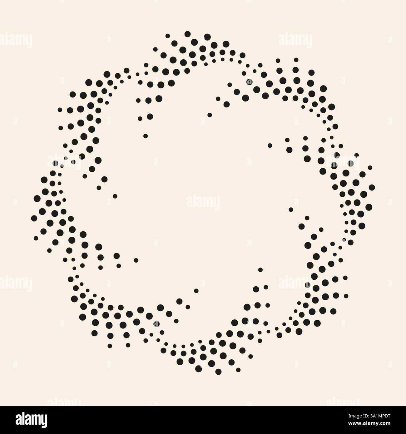 Objet rosette de fleur simple à pois noirs sur fond blanc. Cadre pour logo, pages web, impressions, affiches, modèle. Illustration de Vecteur