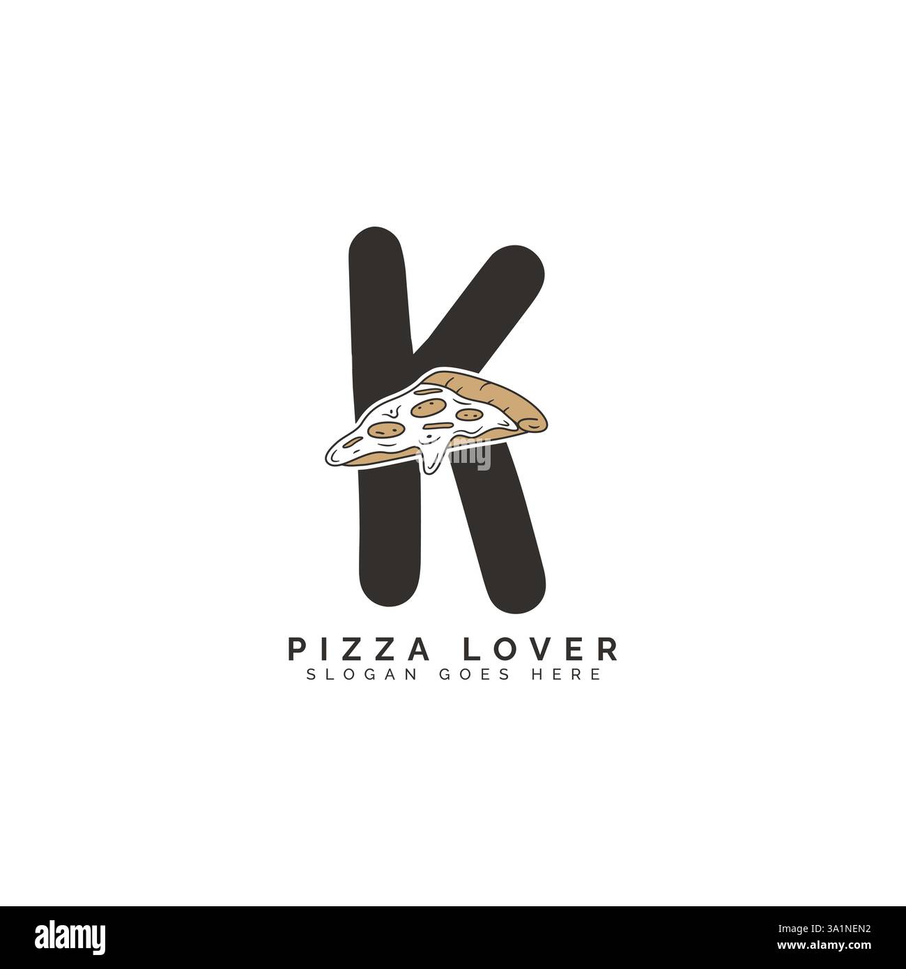 Lettre K Pizza logo Design. Alphabet K Pizza concept icône Illustration de Vecteur