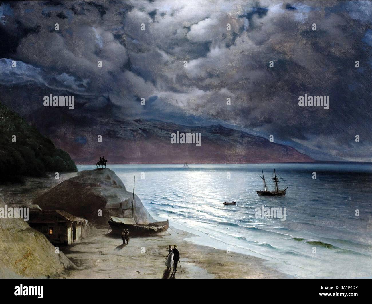 Nuit à Gurzuf, peinture d'Ivan Aivazovsky Banque D'Images