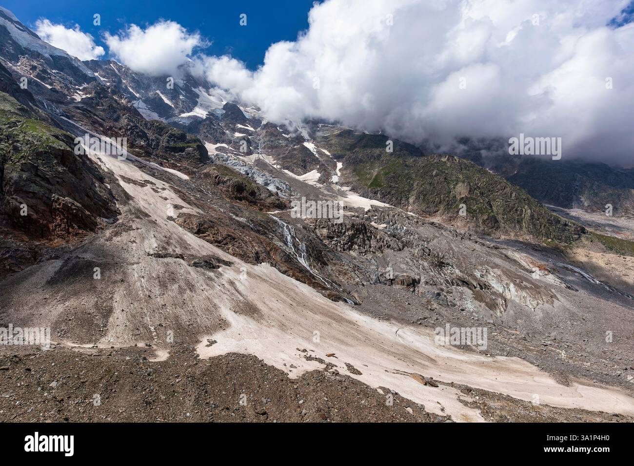 Glacier Monte Rosa, vallée d'Anzasca, Italie Banque D'Images