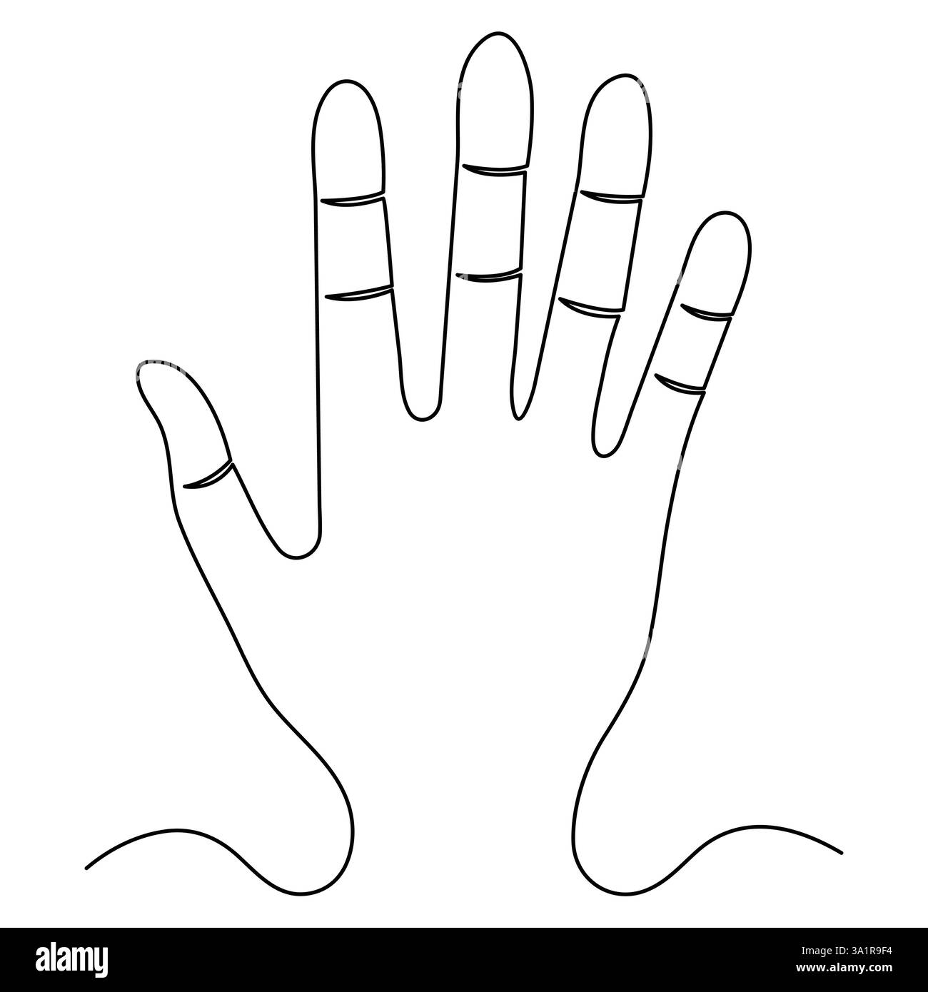 Main ouverte Palm continue illustration vectorielle de contour de dessin d'art à ligne unique continue Illustration de Vecteur