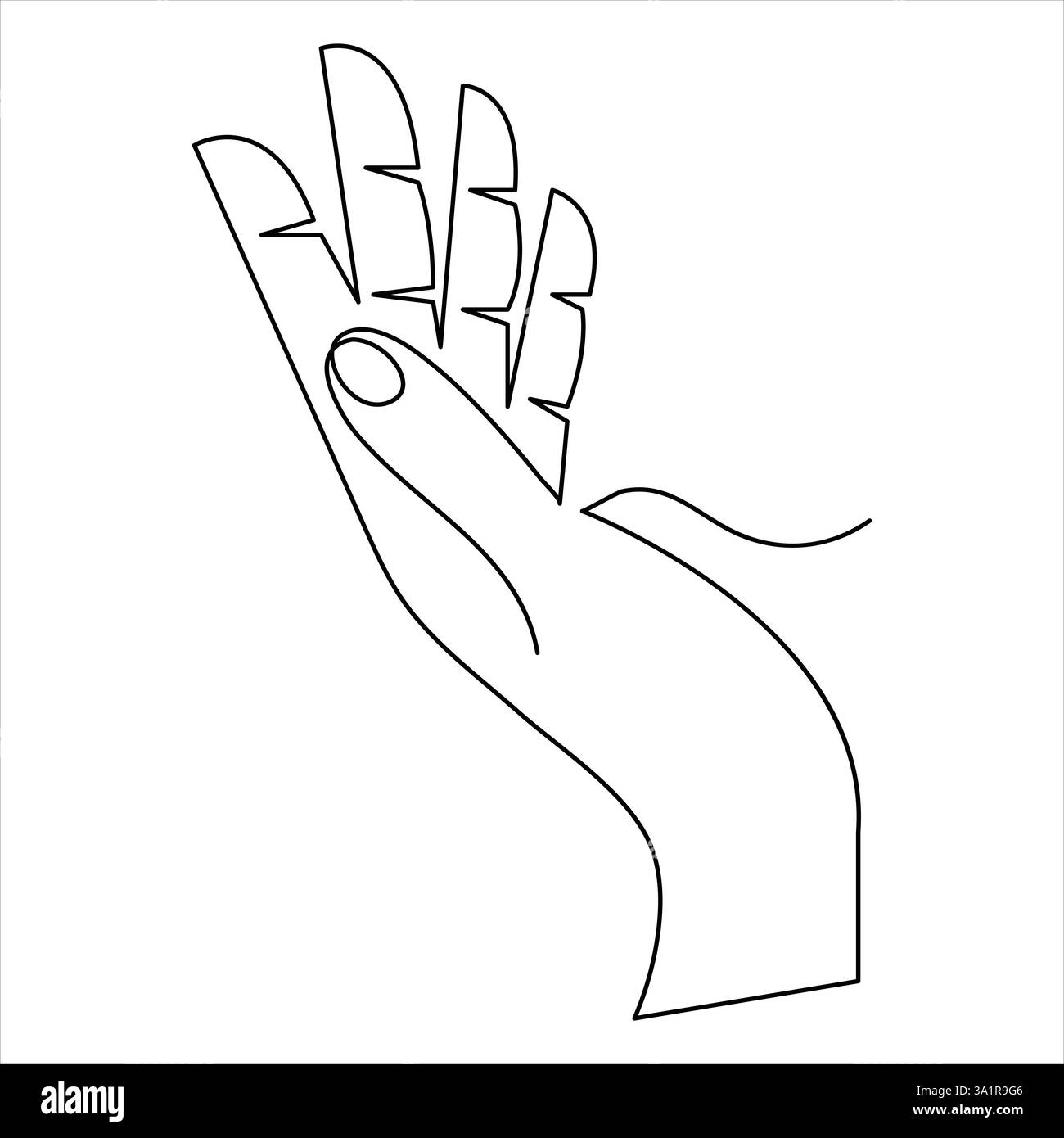 Main ouverte Palm continue illustration vectorielle de contour de dessin d'art à ligne unique continue Illustration de Vecteur