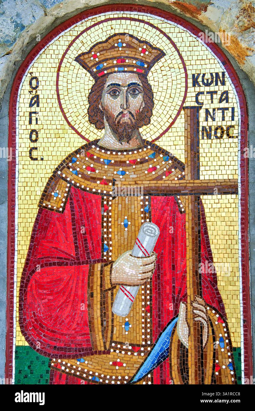 Mosaïque d'entrée, monastère de Stavrovouni, Pyrga, district de Larnaka, République de Chypre Banque D'Images