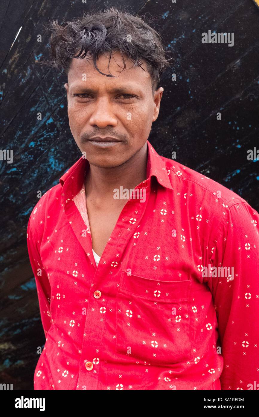 Portrait de pêcheur bangladais, Cox's Bazar, Bangladesh Banque D'Images