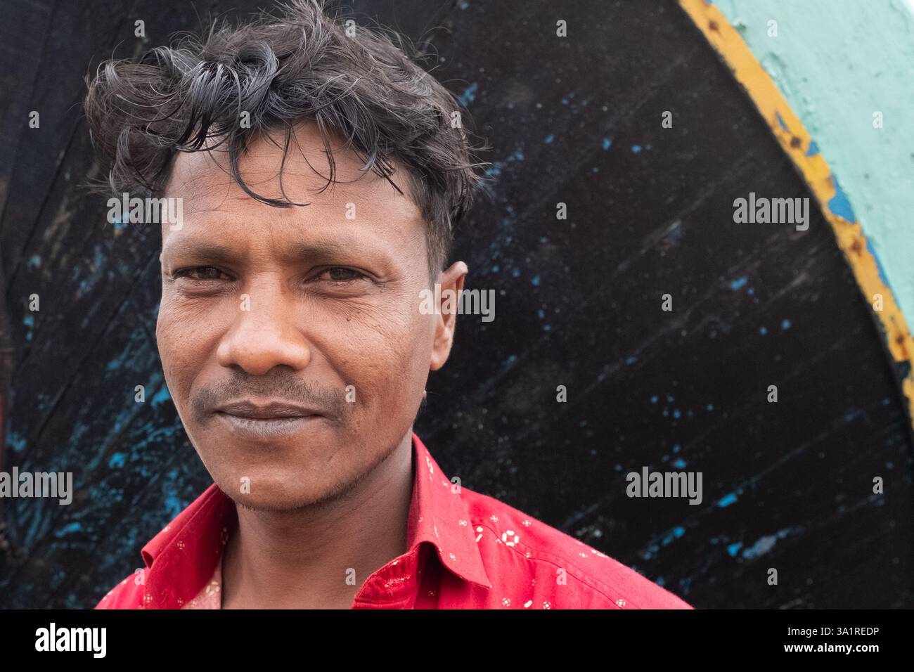Portrait de pêcheur bangladais, Cox's Bazar, Bangladesh Banque D'Images