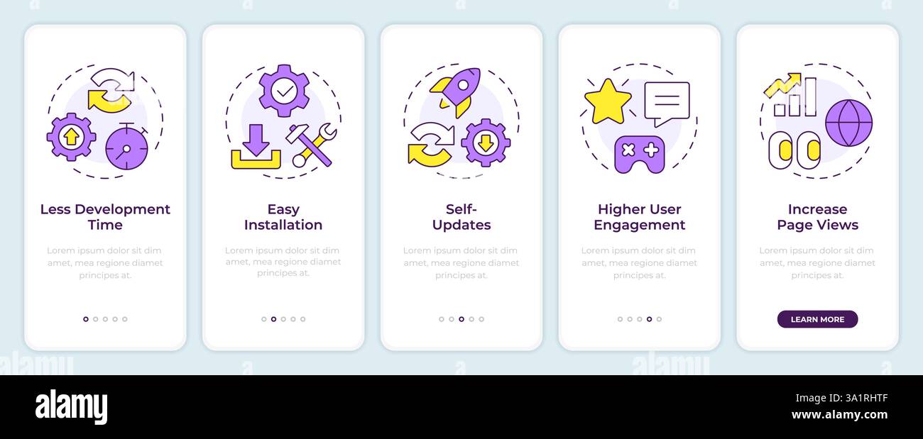 Avantages de l'écran de l'application mobile d'intégration PWA Illustration de Vecteur