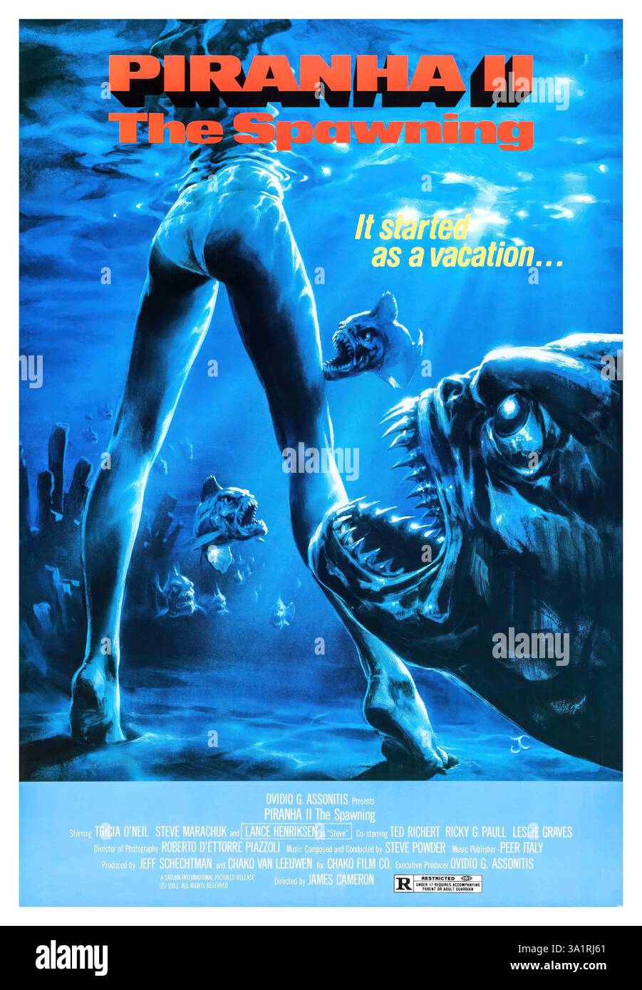 PIRANHA DEUXIÈME PARTIE : THE FAWNING (1981), MISE EN SCÈNE PAR JAMES CAMERON. Banque D'Images