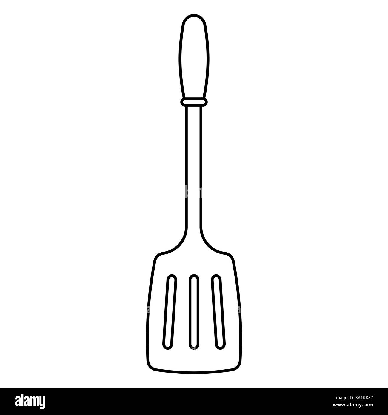 Chef-d'œuvre gourmet de spatule fendue en Black Line Art Illustration de Vecteur