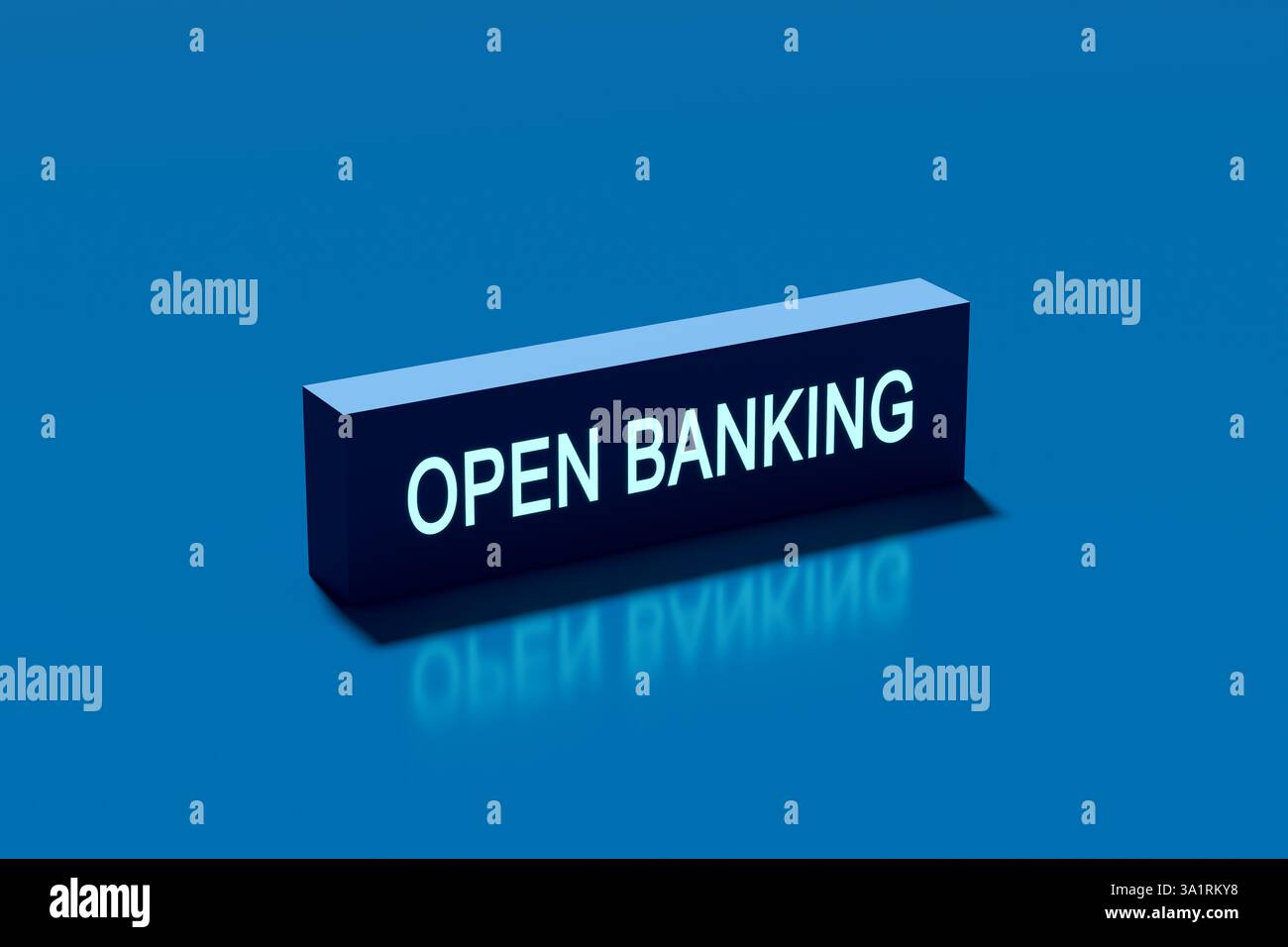 L'enseigne au néon Open Banking brille sur un fond bleu, reflétant l'innovation dans la finance et la technologie. Symbolisant la croissance et l'efficacité dans banki en ligne Banque D'Images