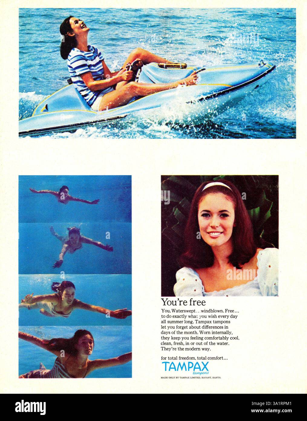 Une publicité vintage de tampon Tampax de 1967 Banque D'Images