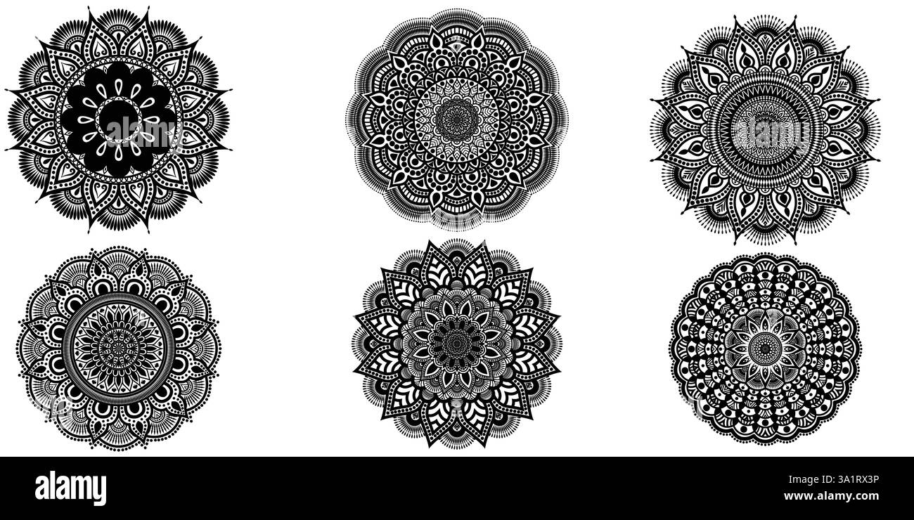 Ensemble d'icônes de vecteurs mandala abstrait pour votre conception, icônes facilement éditables, illustration d'art vectoriel Illustration de Vecteur