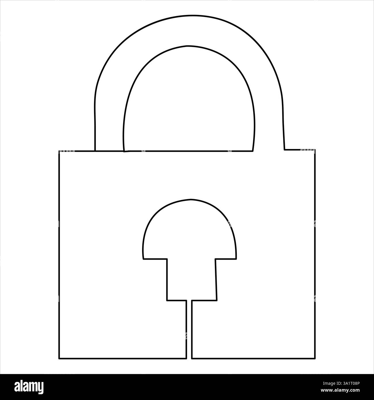 Conception continue d'illustration vectorielle de dessin de cadenas de dessin d'une ligne d'art Illustration de Vecteur