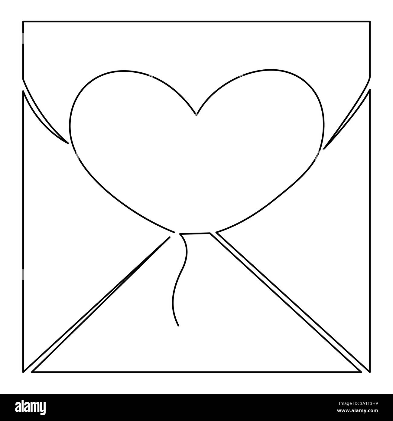 Enveloppe de lettre d'amour icône isolée continue de dessin d'art à ligne unique illustration vectorielle Illustration de Vecteur