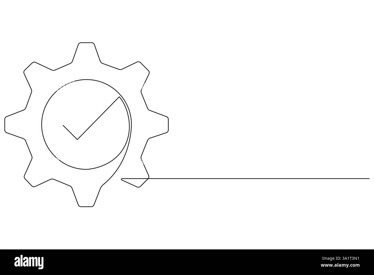 Technologie de symbole de roue d'engrenages de machine, dessin continu d'une ligne d'illustration vectorielle de contour d'engrenages mobiles Illustration de Vecteur