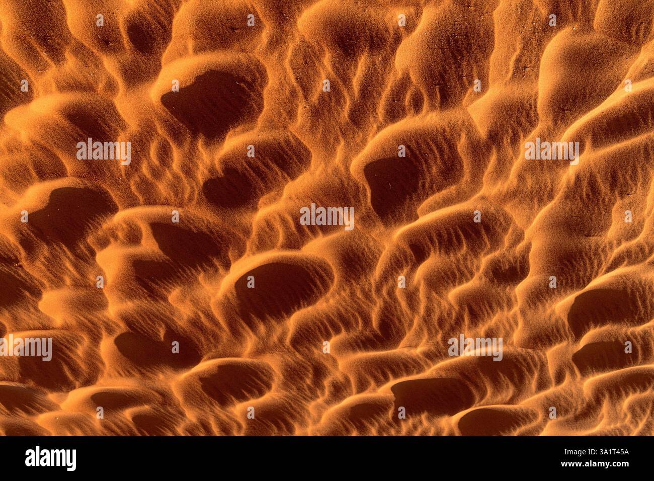 Motif circulaire abstrait dans le sable - fond orange naturel Banque D'Images