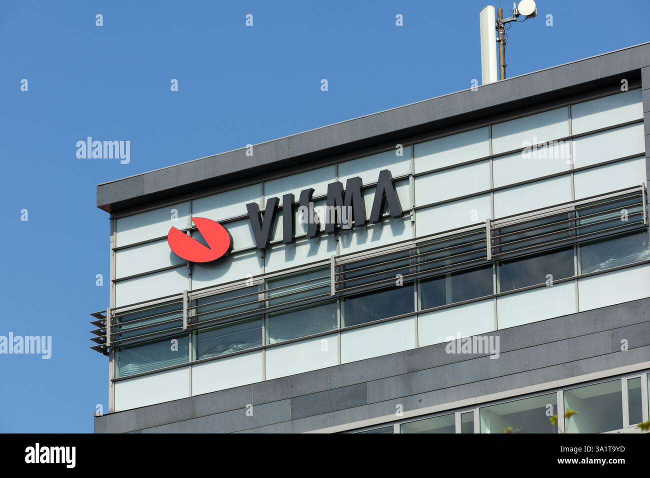 Logo Visma sur le bureau, Visma est un fournisseur européen de logiciels cloud stratégiques. Banque D'Images