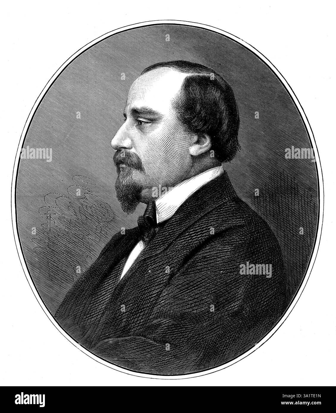 Le comte de Chambord, prétendant au trône de France, 1873. 'Prince Henri Charles Ferdinand Marie Dieudonn&#xe9 ; d'Artois, comte de Chambord et duc de Bordeaux...de l'ancienne Maison Royale Bourbon de France...est maintenant susceptible d'être présenté par le parti monarchiste comme candidat au trône avec le titre de Henri V...son père, Prince Charles Ferdinand d'Artois, Duc de Berri, fils cadet de Charles X., décédé par la main d'un assassin le 14 février 1820, sept mois avant la naissance de ce fils extraordinaire, sept mois de son fils de son fils de Charles X. considéré presque comme un miracle par le romantique en Banque D'Images