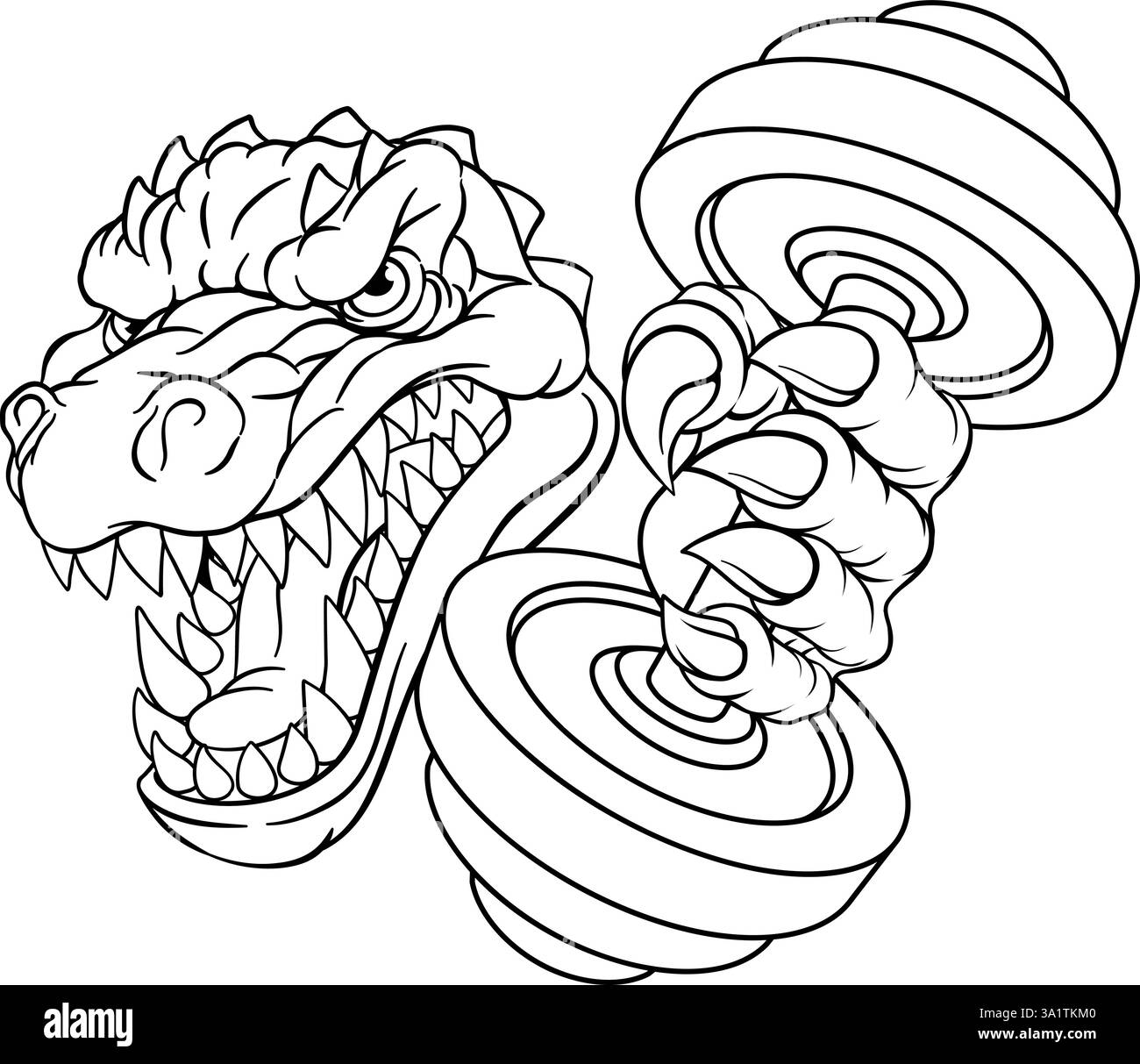 Mascotte de levage de poids crocodile Dinosaur Alligator Illustration de Vecteur