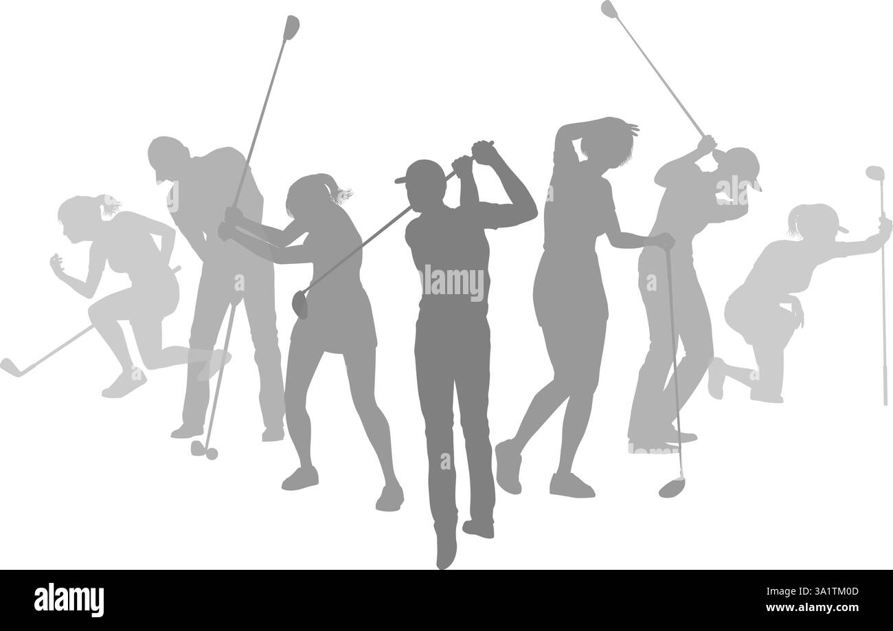 Golfeurs Golf Silhouette Golf personnes silhouettes Illustration de Vecteur