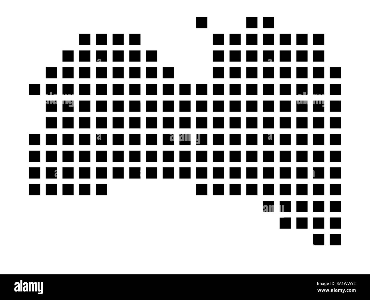 Symbole carte de la ville Alexandria (Virginie) montrant la ville avec un motif de seulement quelques carrés noirs Banque D'Images